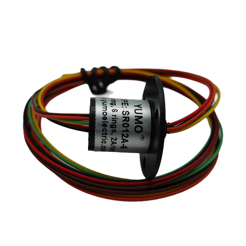 250rpm Conductive 6 Wire Capsule Slip Ring SR012A-6 2A Electrical Motor Slip Ring With 6 Wire Through Bore Slip Ring 6 Wires Electric Swivel Connector Rotary Electrical Interface Commutator Collector Electrical Rotary Joint